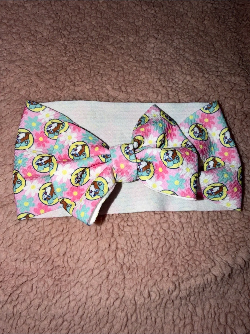 Pink Printed Bow Headband for Kids